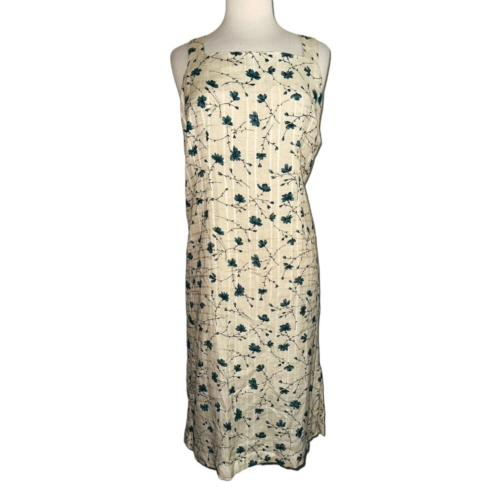 A3 Vintage Vtg Sarah Elizabeth Cottagecore Dress Womens Size 16 Linen Floral